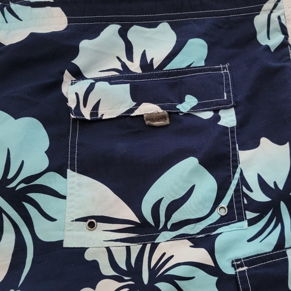 ๐ฉณ George Surfer Shorts Navy Blue & Teal boardShorts Hibiscus print - Picture 5 of 8